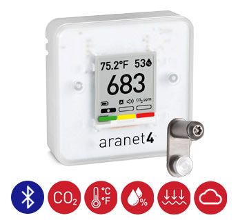 Aranet4 Pro CO2 Bluetooth monitor with mount bracket